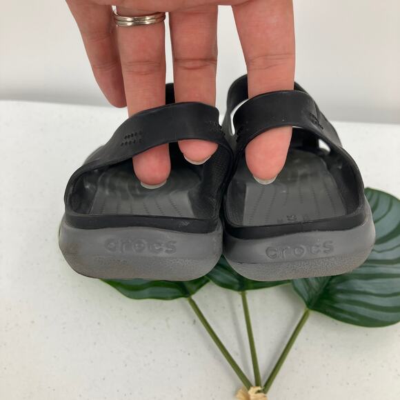 Crocs Black Gray Lightweight Swiftwater Wave Boat Beach Mary Jane Sandal Shoes - Picture 8 of 11